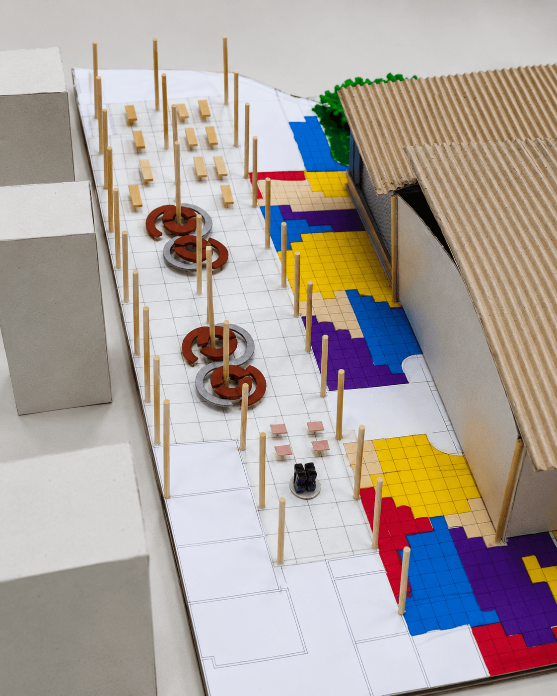 Fotografia em perspectiva de estúdio da maquete física.